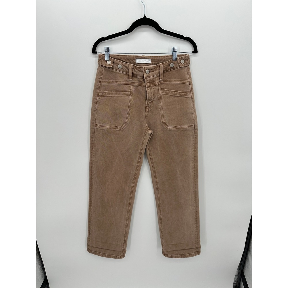 Flying Monkey Womens Tan Utility High Rise Straight Leg Jeans Size 26 F5920WTP